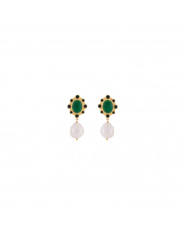 Vivi Earrings Malachite, Black Onyx & Baroque Pearl ou a consommer sur place