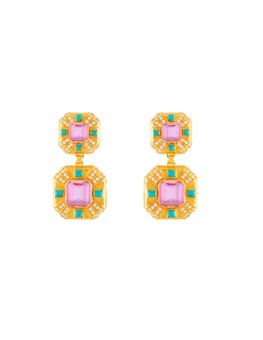 Carrie Earrings Pink Quartz, Turquoise & Clear Quartz (PRE-ORDER) acheter