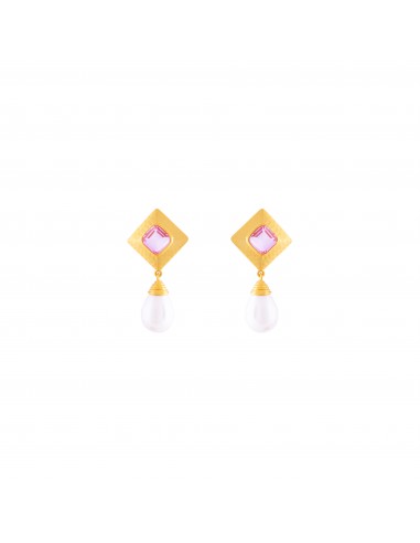 Abby Earrings Pink Quartz Crystal rembourrage situé sous