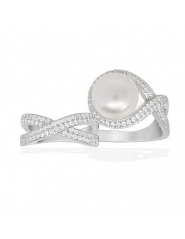 APM Silver Vintage Pearl Double Finger Ring A16276XPL Fin de série