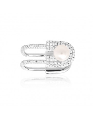 APM Silver Ring With Pearl A16109XPL rembourrage situé sous