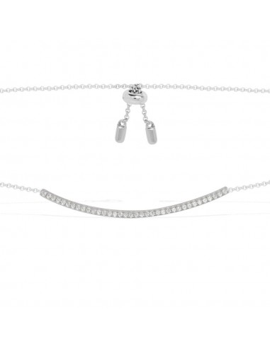 APM Adjustable Necklace With Paved Arched Pendant - Silver AC2945OX shop