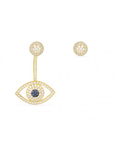 APM Asymmetric Yellow Silver Lucky Eye Earring AE9007OXY destockage