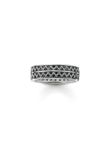 Thomas Sabo Unisex Ring Band Black Zig Zag TR2051-643-11 rembourrage situé sous