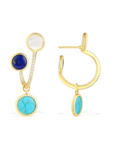 APM Yellow Silver Earrings With Turquoise, Lapis, Mother Of Pearl Coins AE9904Y plus qu'un jeu 