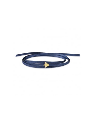 APM Blue Satin Chocker Bracelet With Yellow Silver Bumble Bee AC3693BXY de France