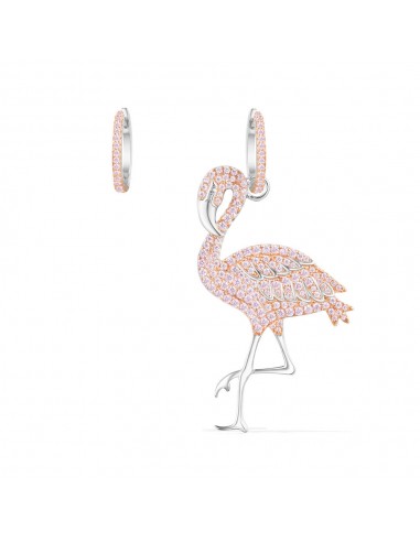 APM Silver Pink Flamingo Asymmetric Earrings AE10582ORW est présent 