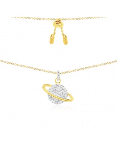 APM Planet Adjustable Necklace - Yellow Silver AC3917OXY soldes