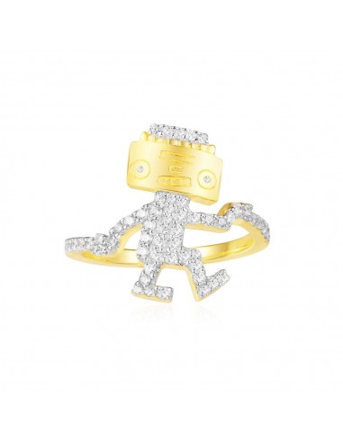 APM Dancing Robot Ring - Yellow Silver A18523OXY est présent 