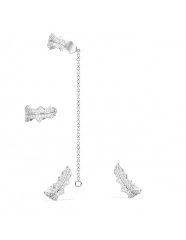 APM Asymmetric Epine Silver Earrings AE9787OX pas chere