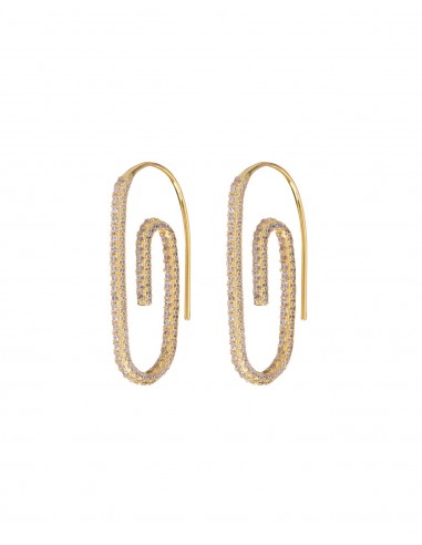 Pave Paper Clip Earrings- Gold Toutes les collections ici