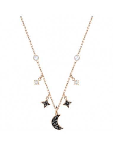 Swarovski Duo Moon Necklace, Black, Rose Gold Plating 5429737 pour bénéficier 