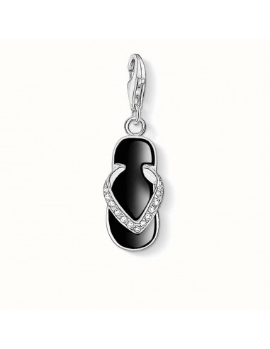 Thomas Sabo Jewellery Flip-Flop Charm Black 925 Sterling Silver Cold Enamel/ Zirconia 0393-041-11 Les êtres humains sont 