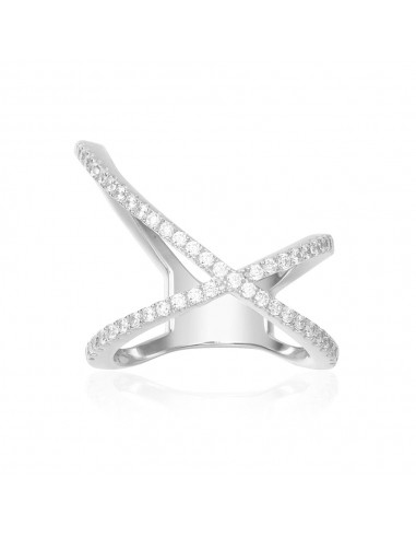 APM Paved X-Shape Ring - Silver A17031OX france