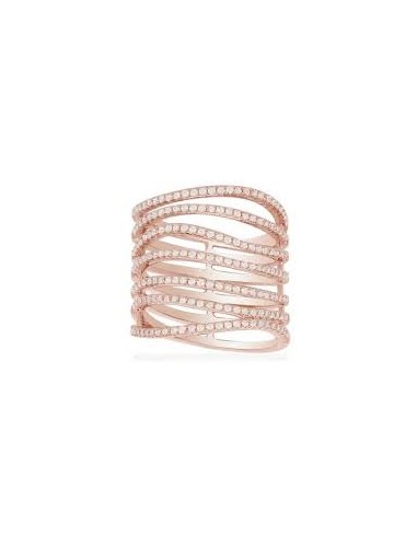 APM Geometrical Paved Ring - Pink Silver R16752OX Jusqu'à 80% De Réduction