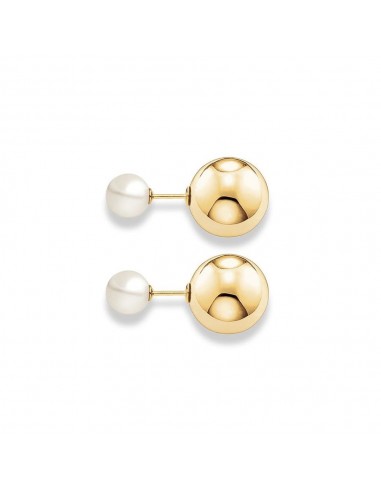 Thomas Sabo Yellow Gold & Pearl Double Stud Earrings H1913-430-14 brillant des détails fins