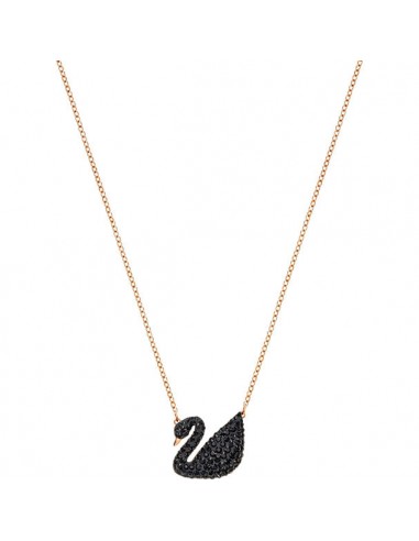 Swarovski Iconic Swan Pendant, Black, Rose Gold Plating 5204134 en linge