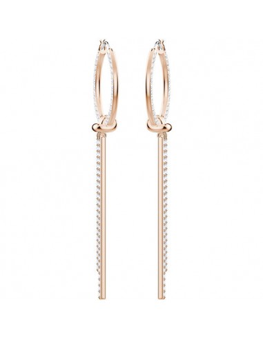 Swarovski Lifelong Hoop Pierced Earrings, White, Rose Gold Plating 5390820 de France