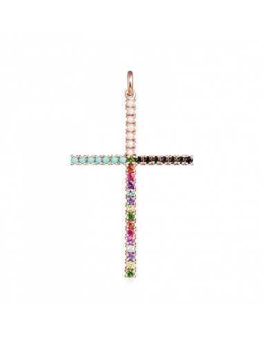 Tous Rose Gold Vermeil Straight cross Pendant with Gemstones 912724510 Découvrez la collection