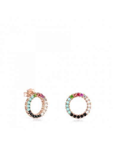 Tous Large Rose Gold Vermeil Straight disc Earrings with Gemstones 912726550 en stock