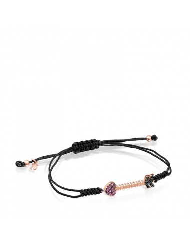 Tous Rose Gold Vermeil San Valentín arrow Bracelet with Gemstones and black Cord 915301590 Economisez 