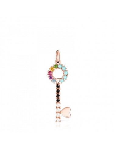 Tous Rose Gold Vermeil San Valentín key Pendant with Gemstones 915304540 pour bénéficier 