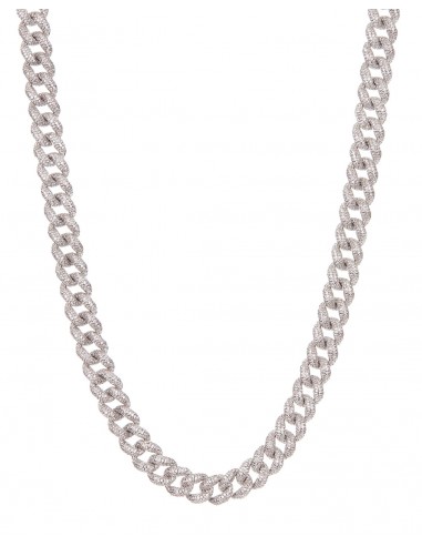 Pave Cuban Link Necklace- Silver livraison et retour toujours gratuits