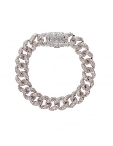 Pave Cuban Link Bracelet- Silver pas cher