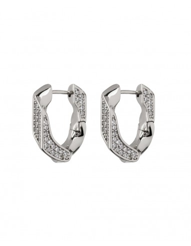 Pave Cuban Link Hoops- Silver pas cher chine