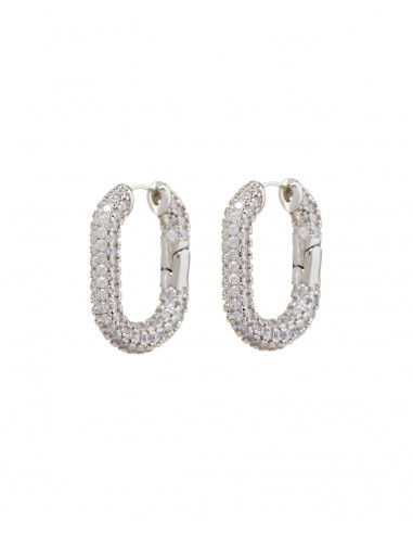 XL Pave Chain Link Hoops- Silver prix